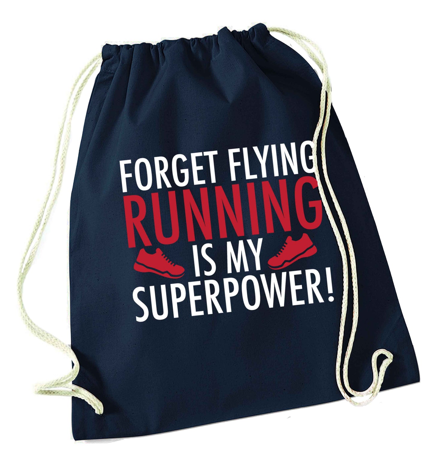 Crazy running dude navy drawstring bag