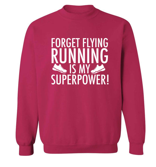 Forget flying running is my superpower adult's unisex pink sweater 2XL