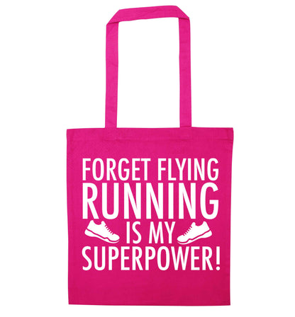 Forget flying running is my superpower pink tote bag