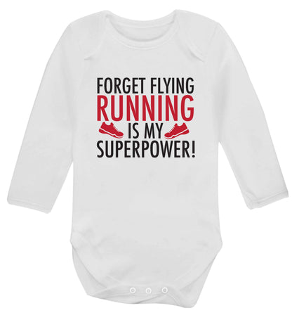 Forget flying running is my superpower baby vest long sleeved white 6-12 months