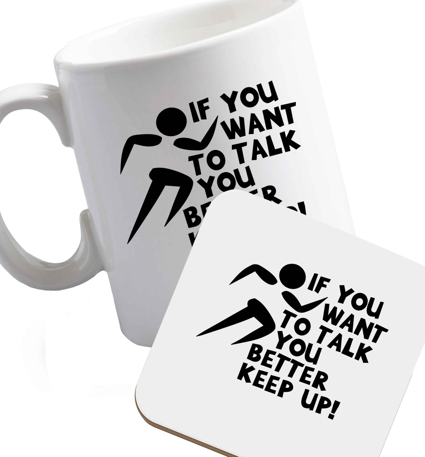 10 oz Favourite Type Pan Pancake ceramic mug and coaster set right handed
