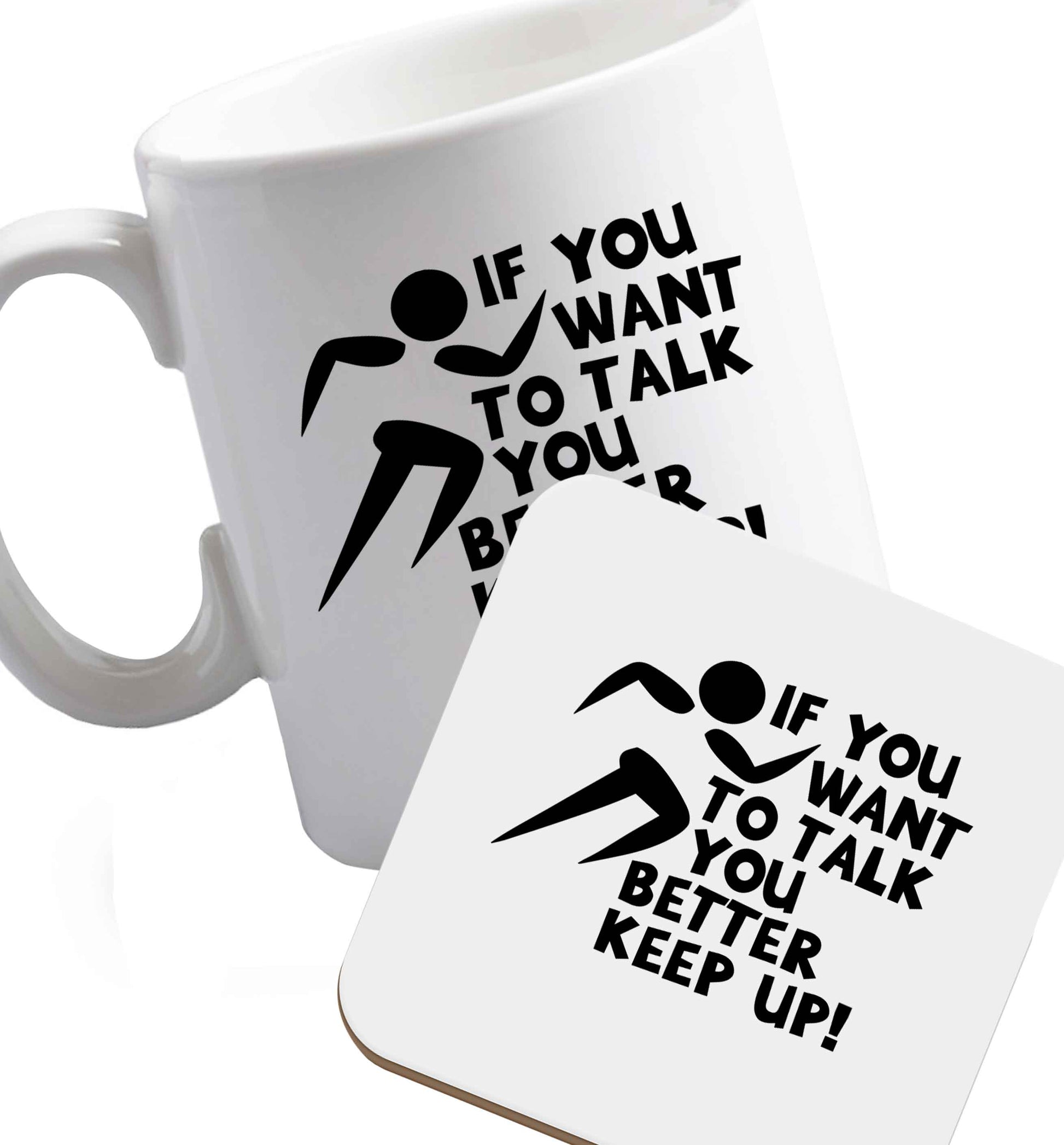 10 oz Favourite Type Pan Pancake ceramic mug and coaster set right handed