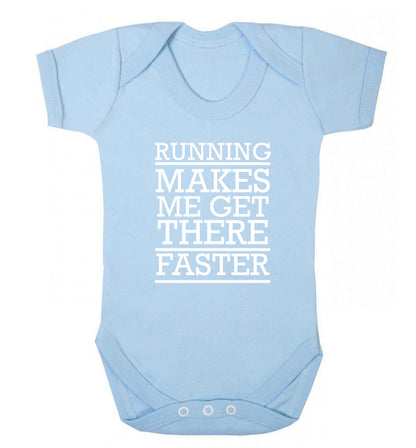 Running makes me get there faster baby vest pale blue 18-24 months