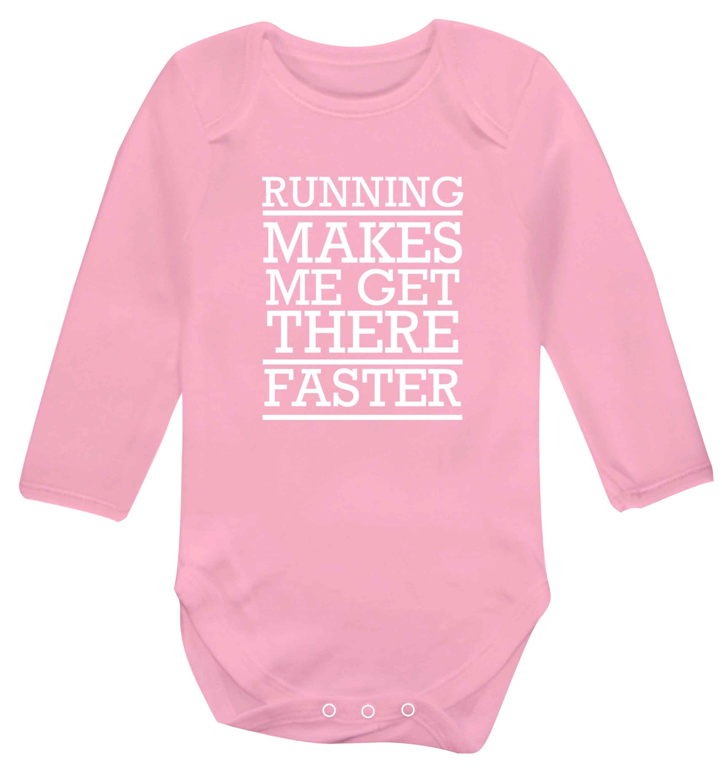 Running makes me get there faster baby vest long sleeved pale pink 6-12 months