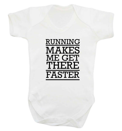 Running makes me get there faster baby vest white 18-24 months
