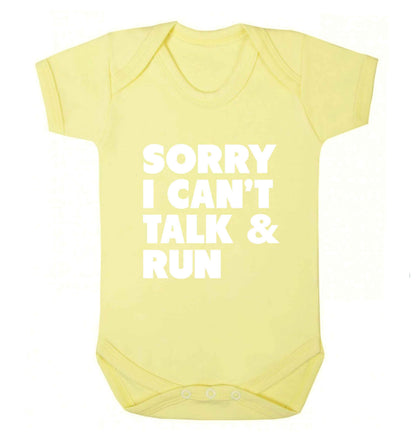 Sorry I can't talk and run baby vest pale yellow 18-24 months