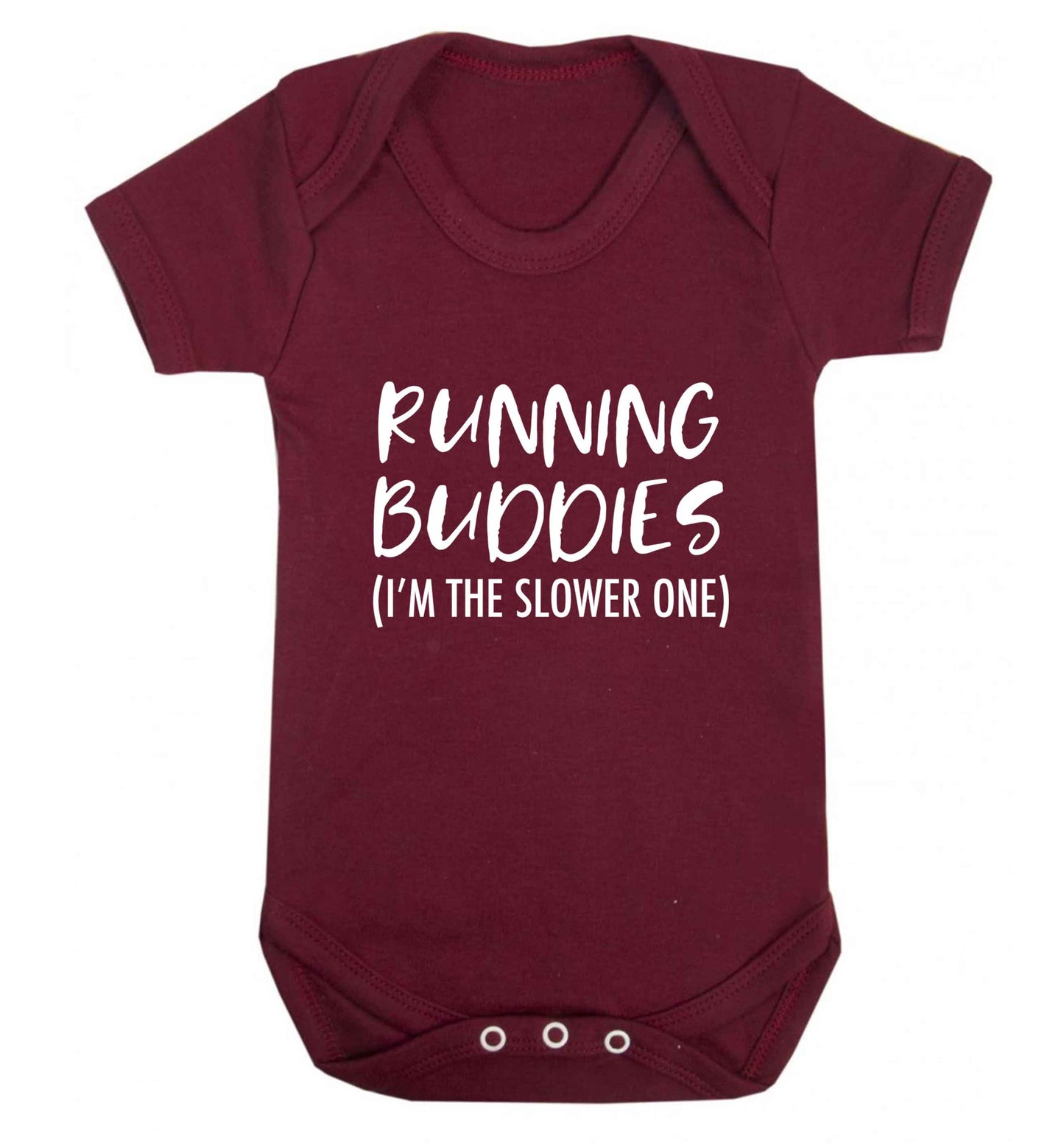 Running buddies (I'm the slower one) baby vest maroon 18-24 months