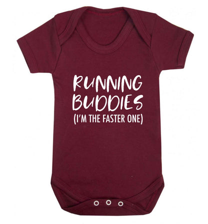 Running buddies (I'm the faster one) baby vest maroon 18-24 months