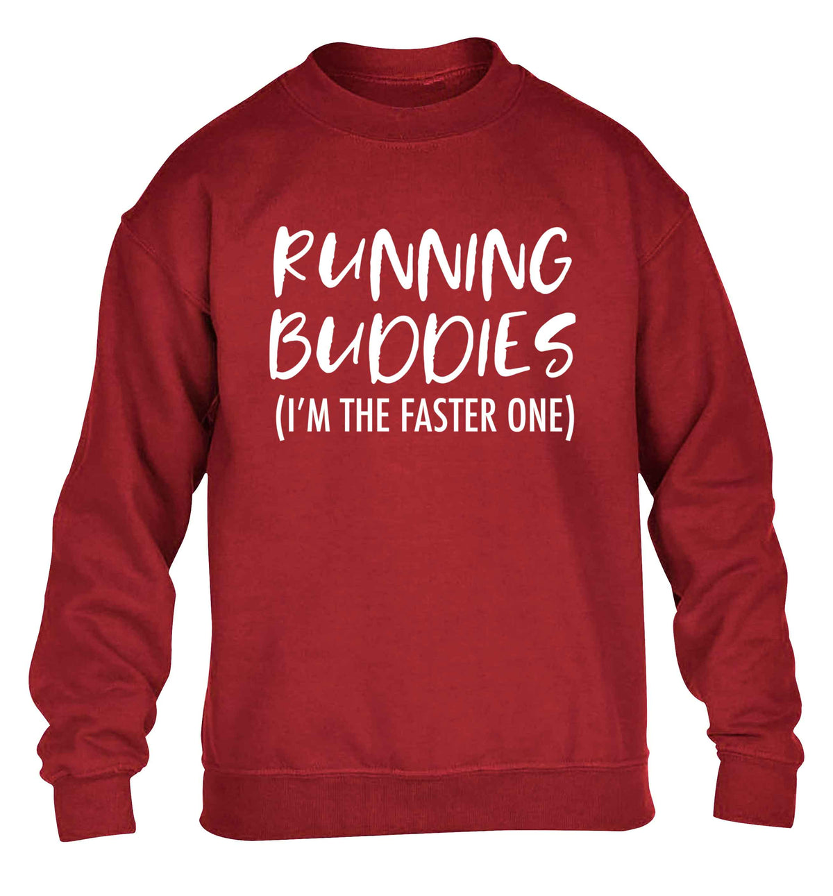 Running buddies (I'm the faster one) children's grey sweater 12-13 Years