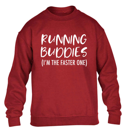 Running buddies (I'm the faster one) children's grey sweater 12-13 Years