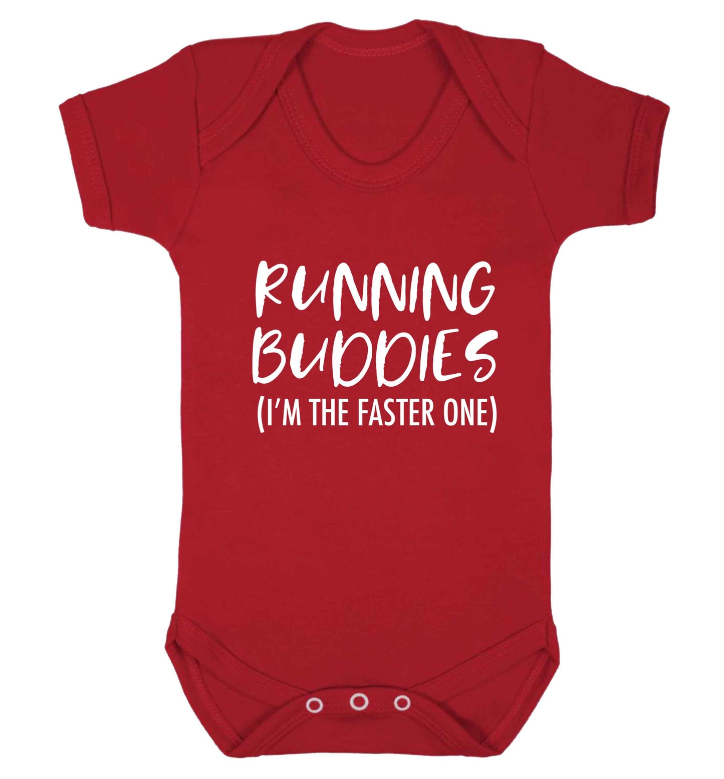 Running buddies (I'm the faster one) baby vest red 18-24 months