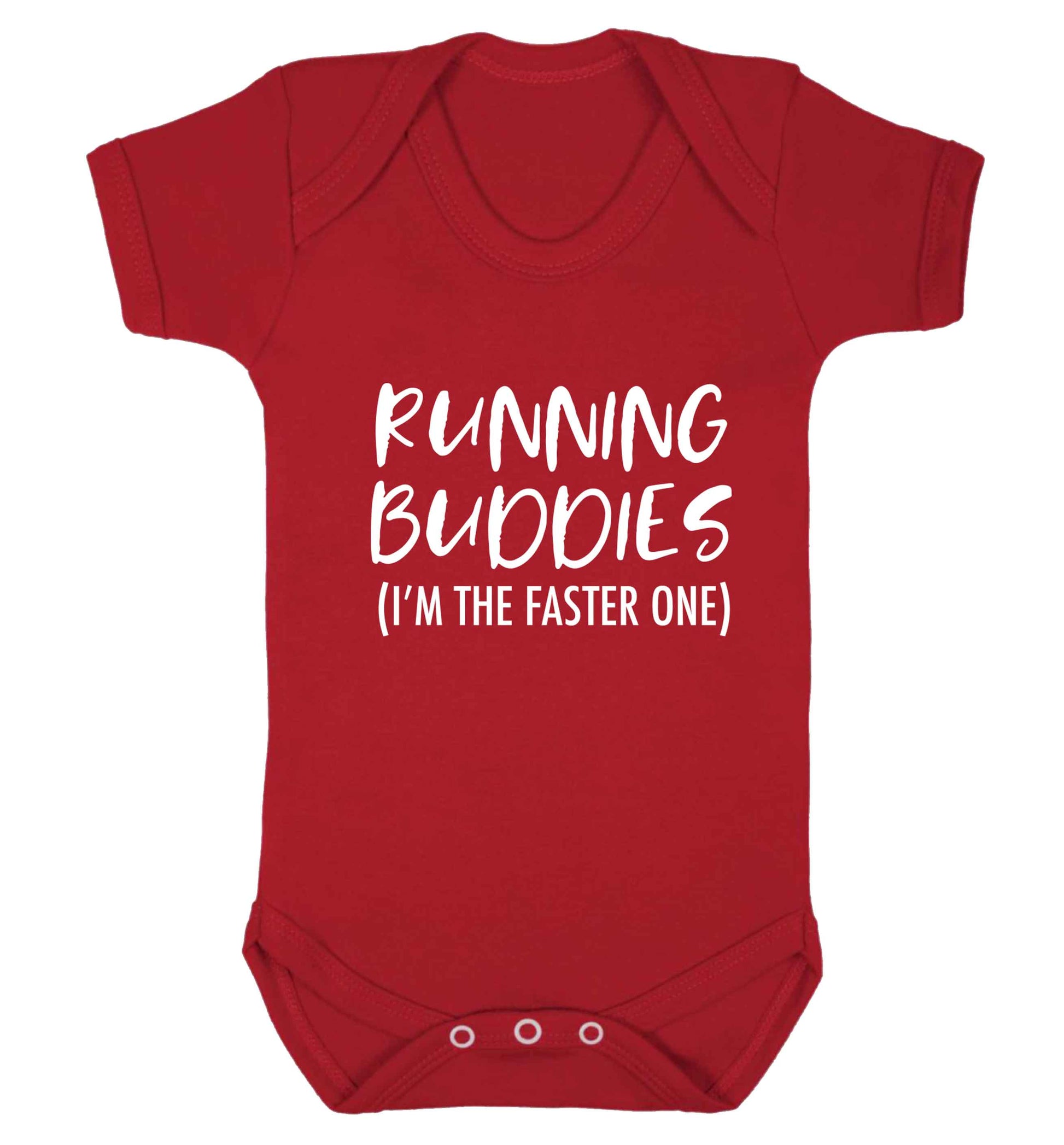 Running buddies (I'm the faster one) baby vest red 18-24 months