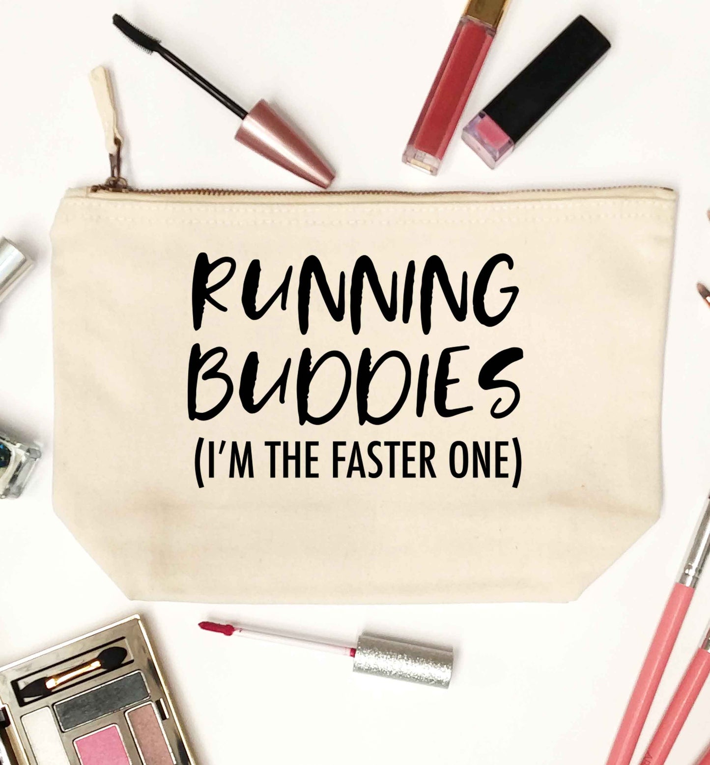 Running buddies (I'm the faster one) natural makeup bag