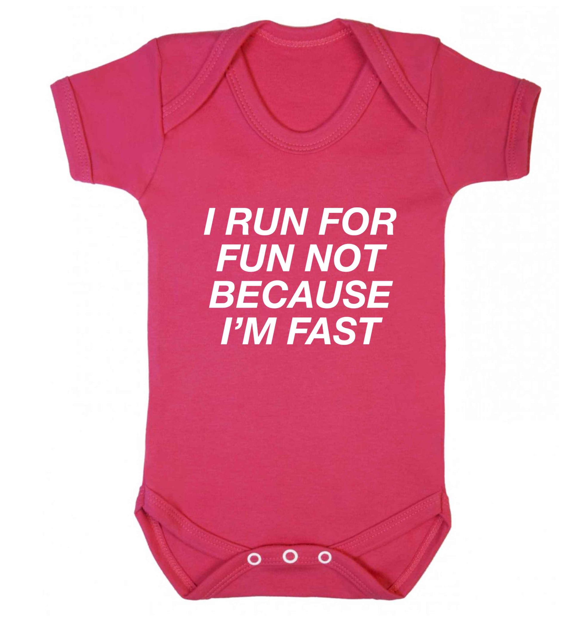 I run for fun not because I'm fast baby vest dark pink 18-24 months