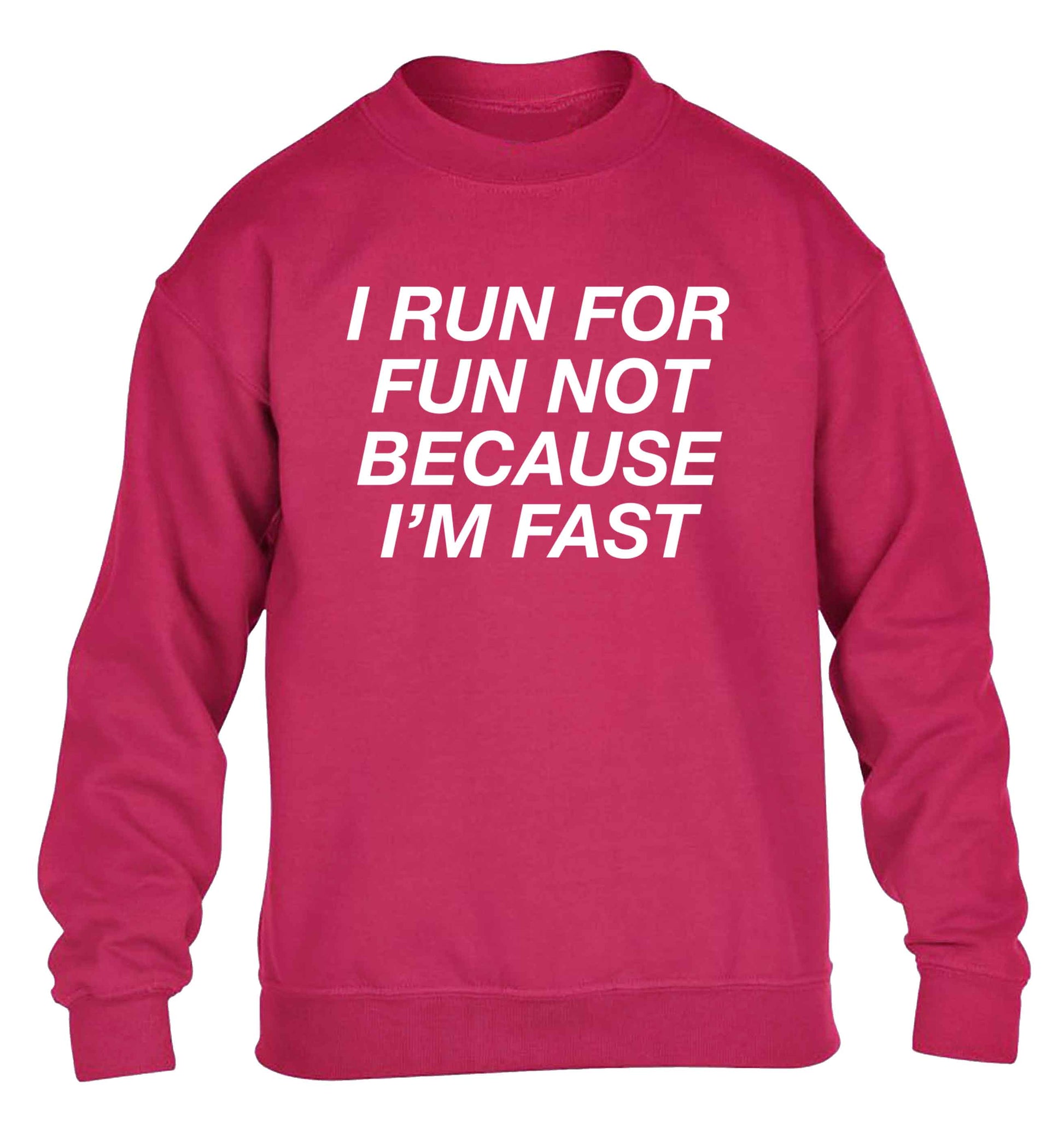 I run for fun not because I'm fast children's pink sweater 12-13 Years