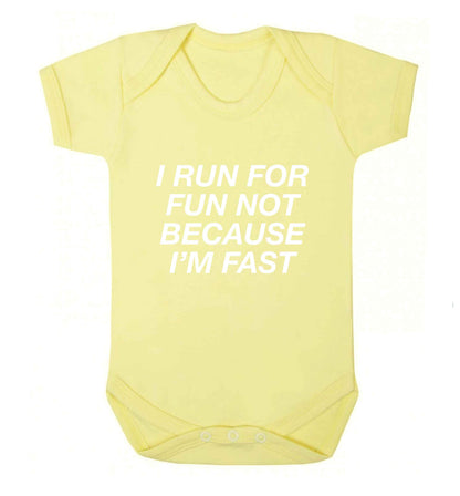 I run for fun not because I'm fast baby vest pale yellow 18-24 months