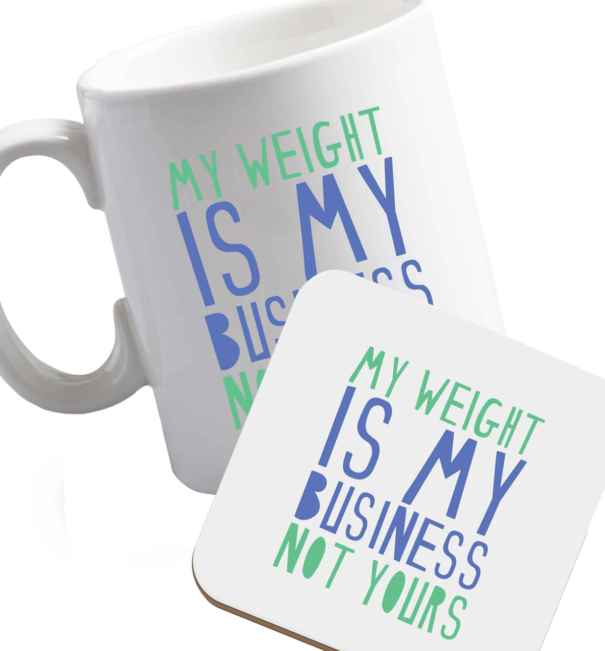 10 oz Favourite Type Pan Pancake ceramic mug and coaster set right handed