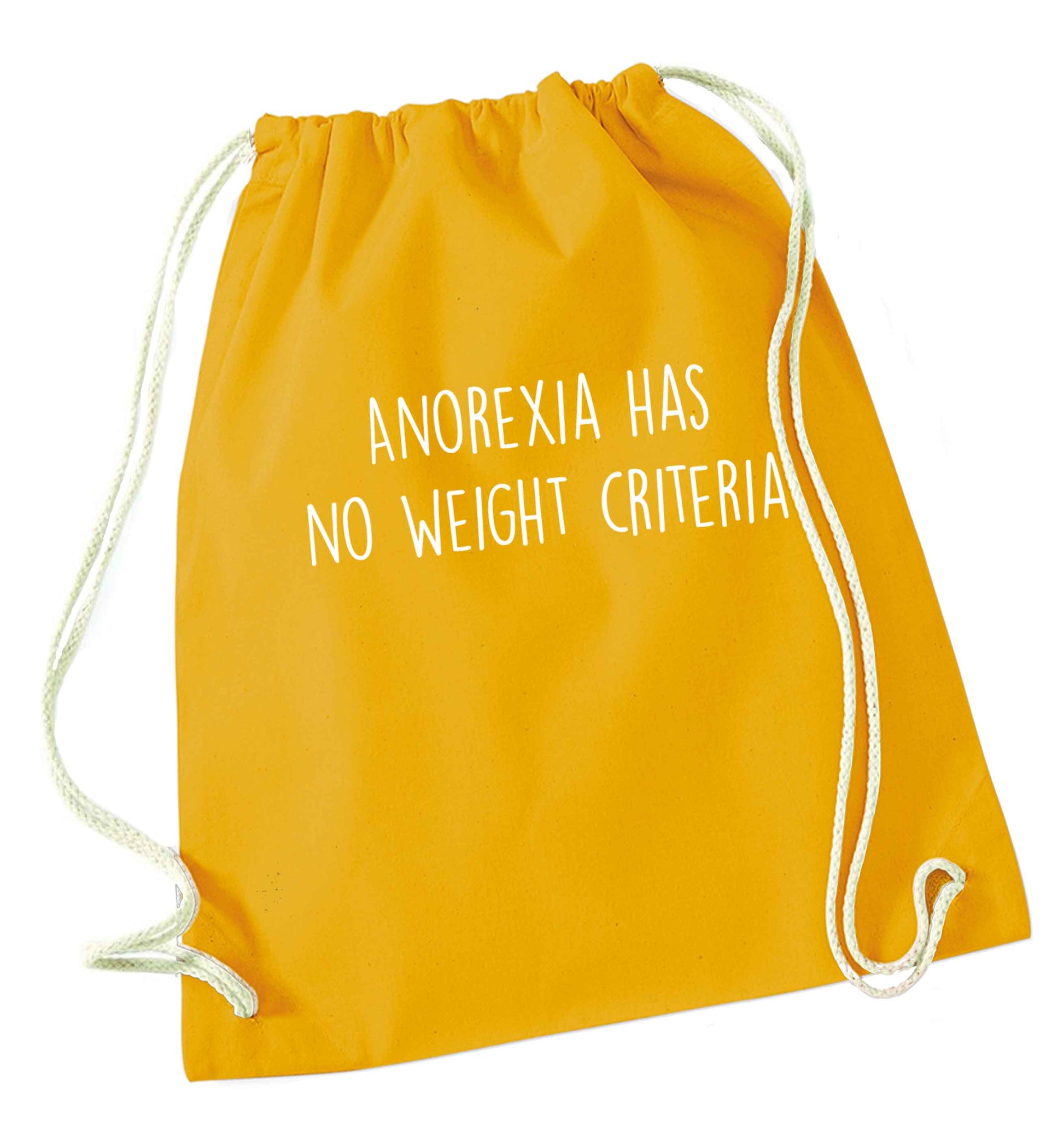 Anorexia has no weight criteria mustard drawstring bag