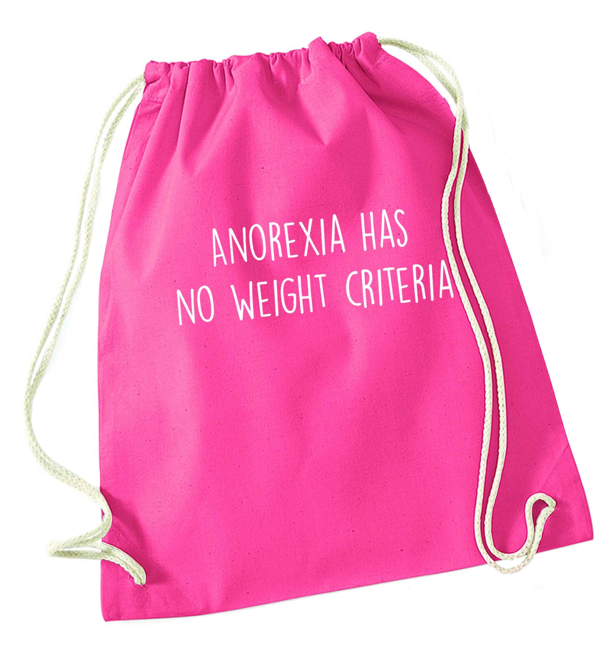 Anorexia has no weight criteria pink drawstring bag