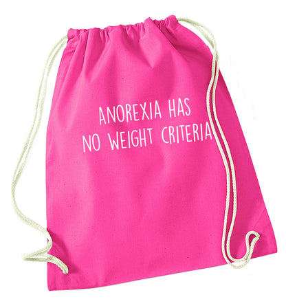 Anorexia has no weight criteria pink drawstring bag