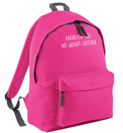 Anorexia has no weight criteria pink adults backpack