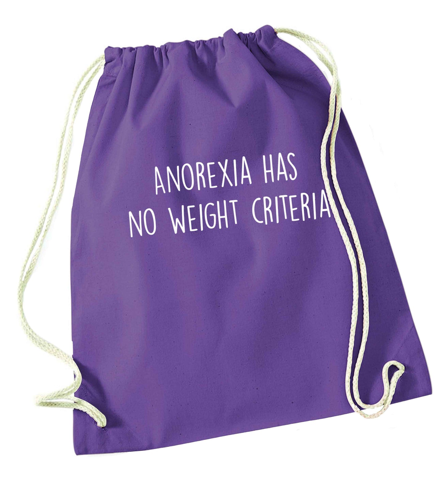 Anorexia has no weight criteria purple drawstring bag