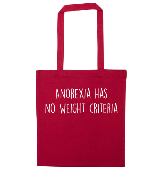 Anorexia has no weight criteria red tote bag