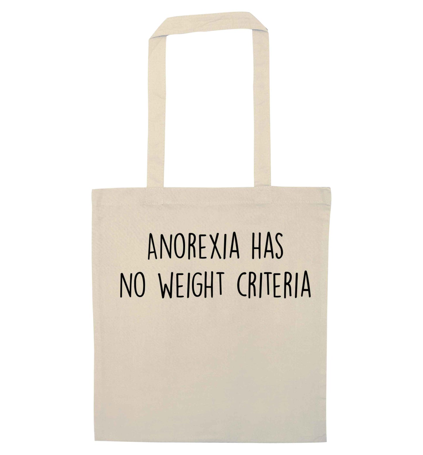 Anorexia has no weight criteria natural tote bag