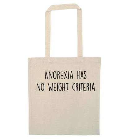 Anorexia has no weight criteria natural tote bag