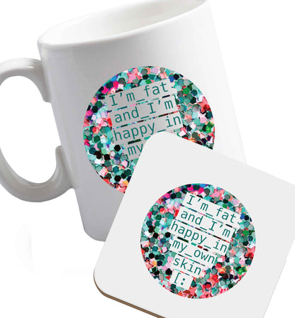 10 oz Favourite Type Pan Pancake ceramic mug and coaster set right handed