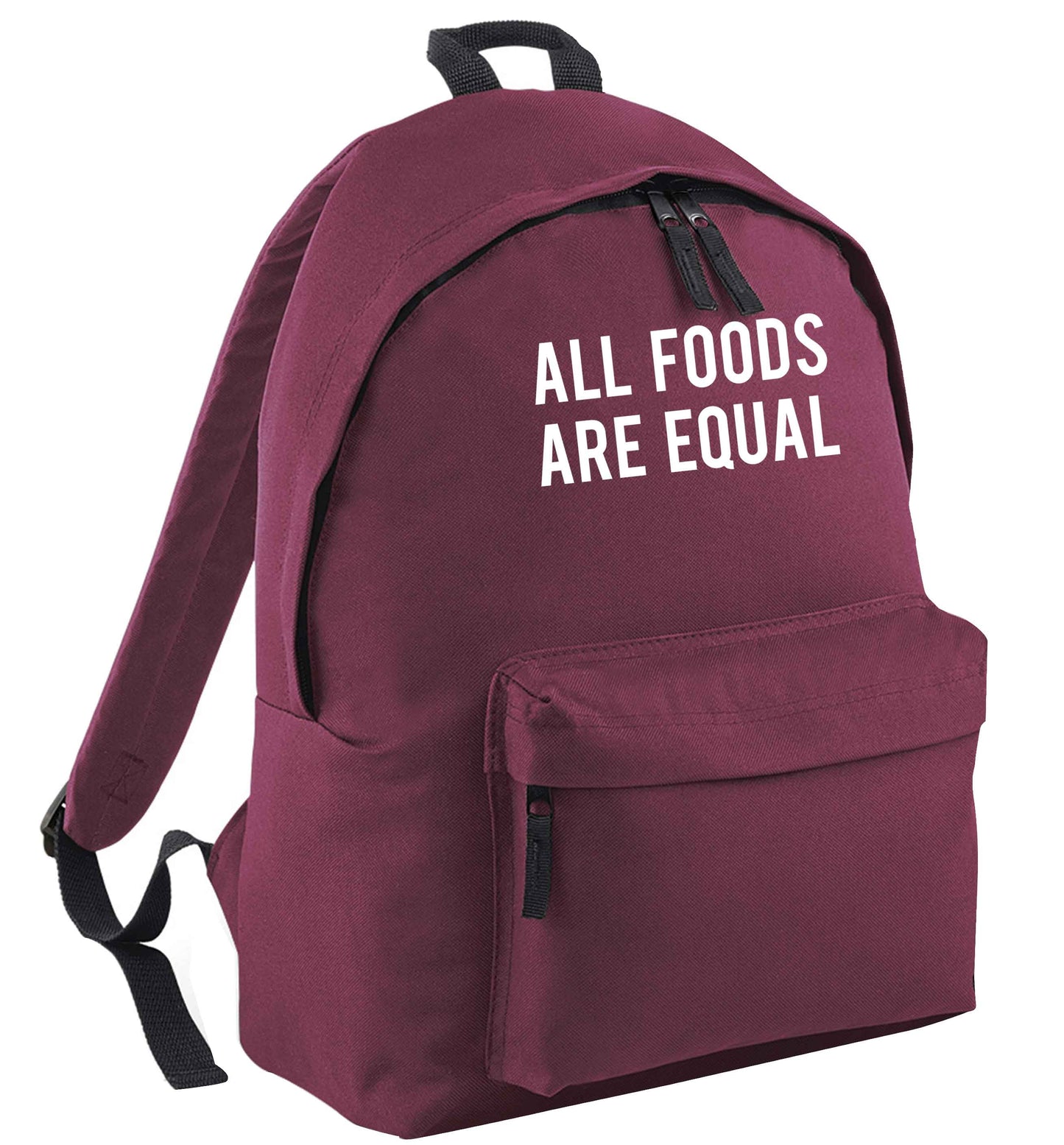 All foods are equal black adults backpack