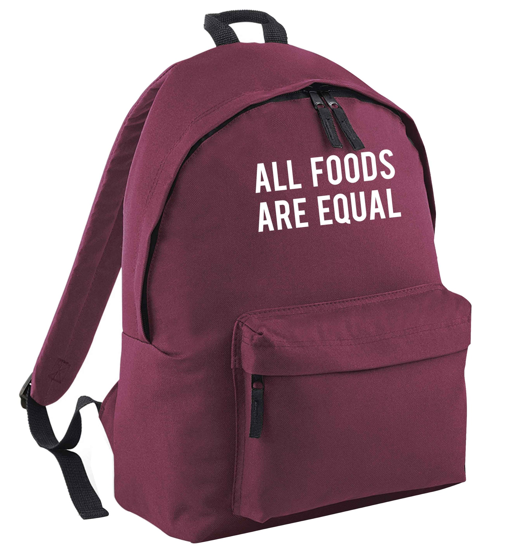 All foods are equal black adults backpack