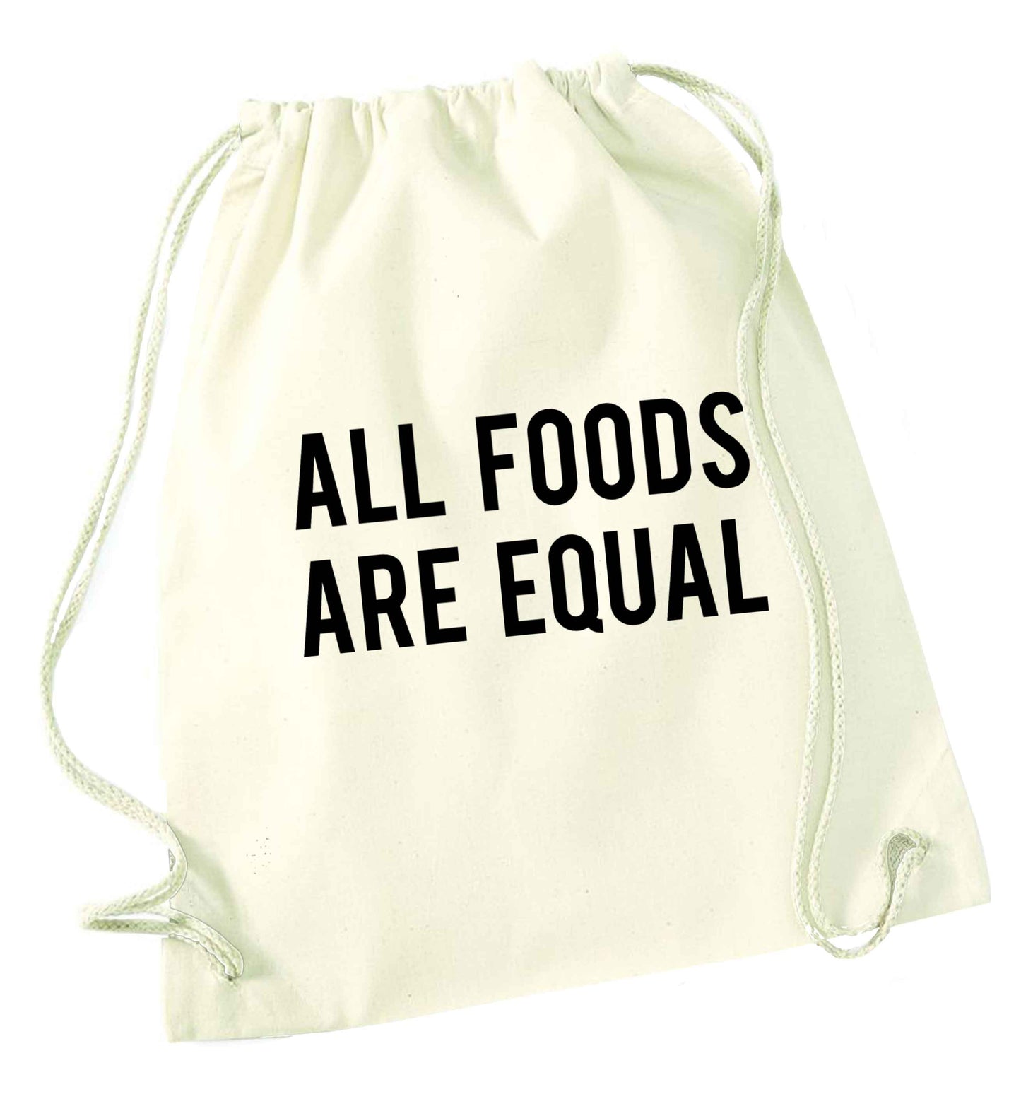 All foods are equal natural drawstring bag