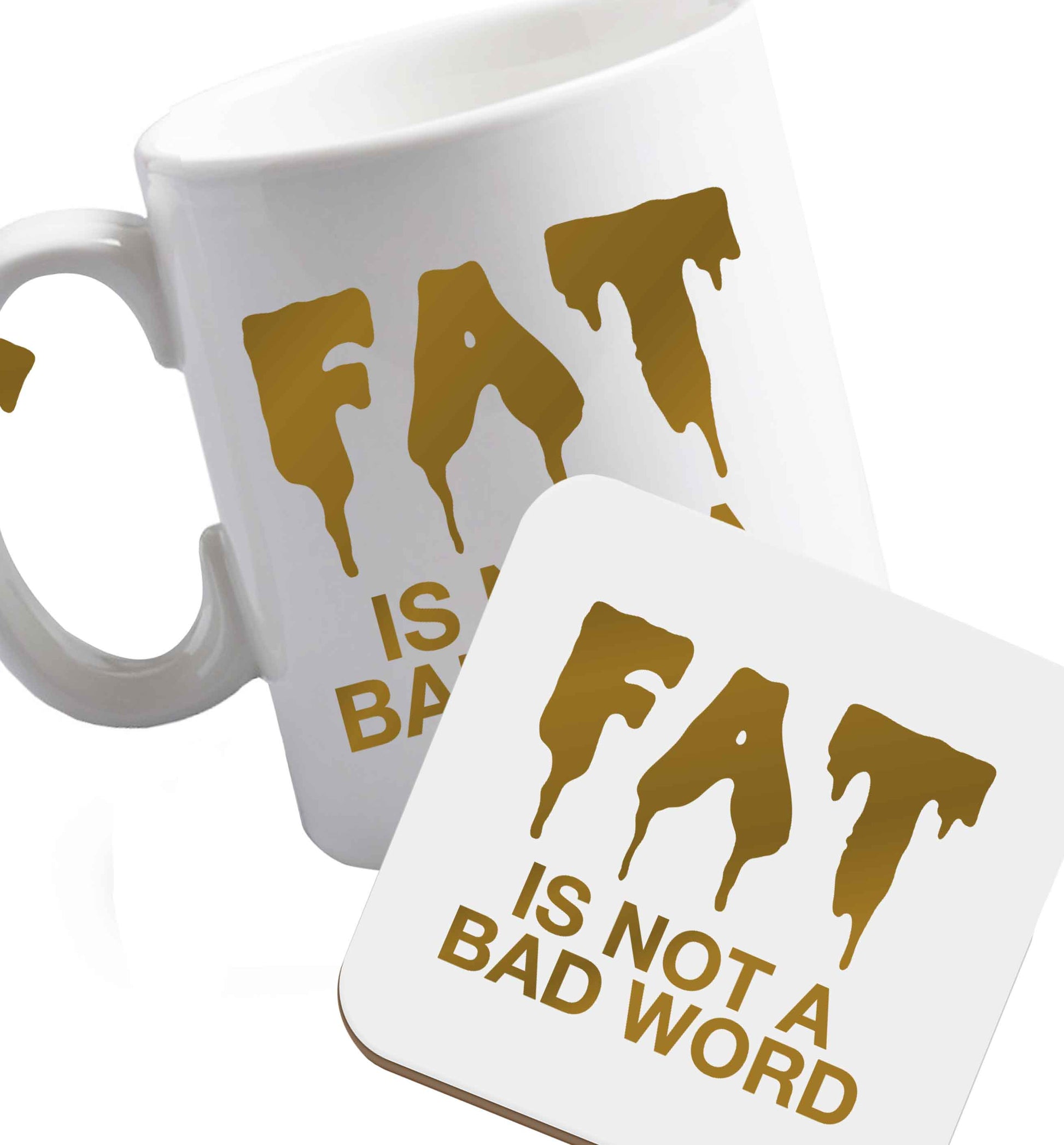 10 oz Favourite Type Pan Pancake ceramic mug and coaster set right handed