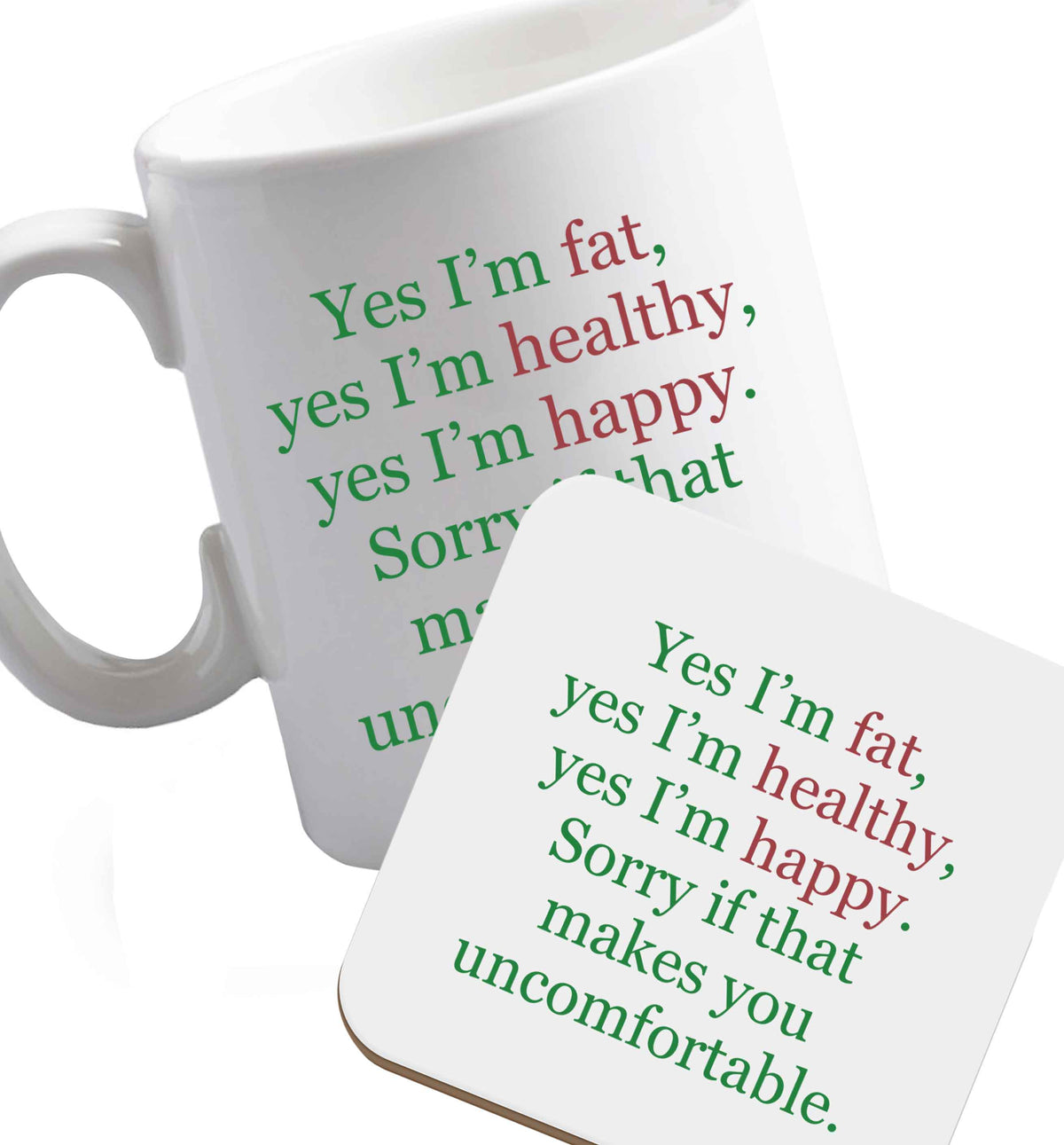 10 oz Favourite Type Pan Pancake ceramic mug and coaster set right handed