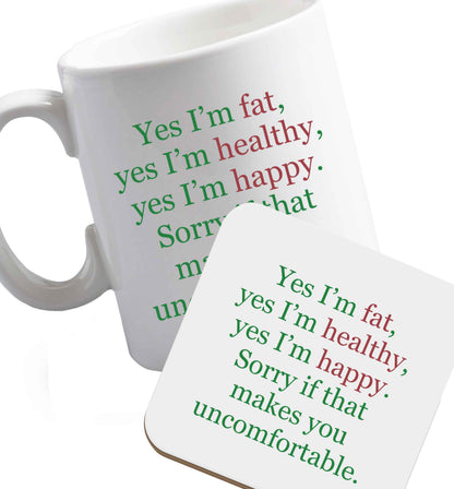 10 oz Favourite Type Pan Pancake ceramic mug and coaster set right handed