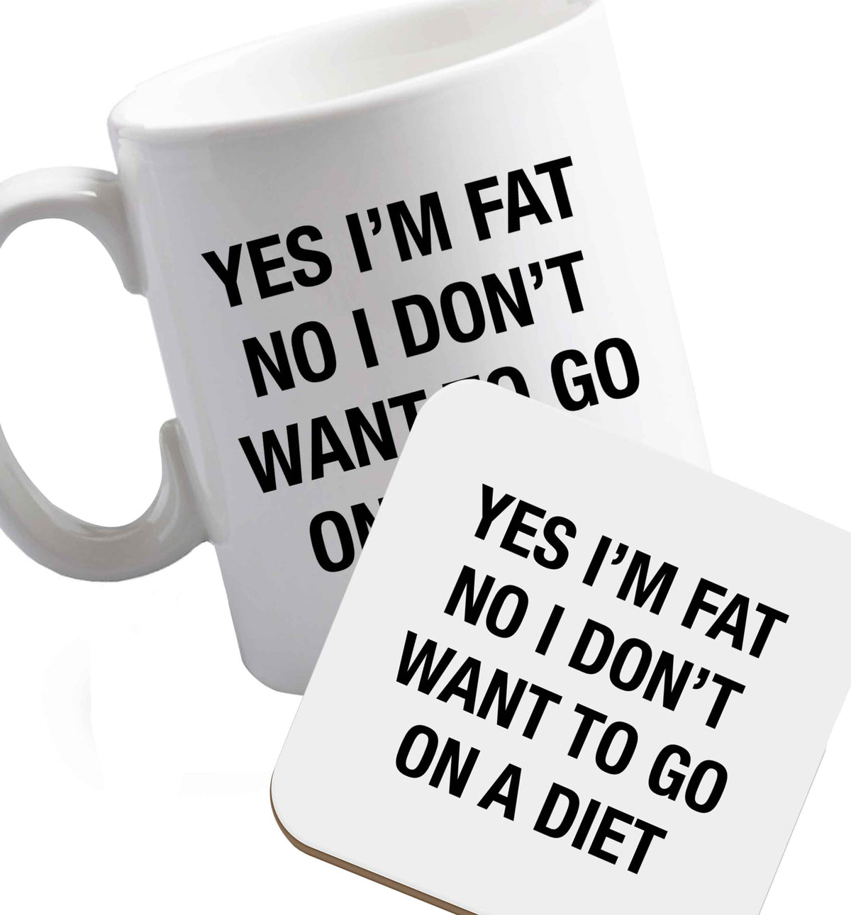 10 oz Favourite Type Pan Pancake ceramic mug and coaster set right handed