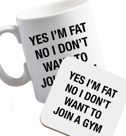 10 oz Favourite Type Pan Pancake ceramic mug and coaster set right handed