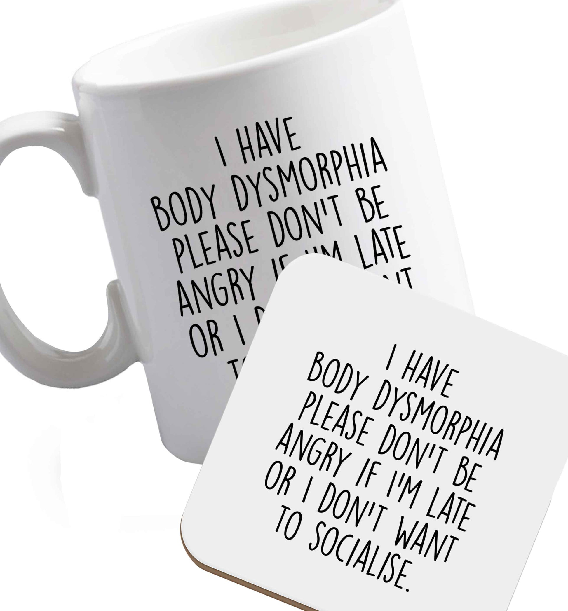 10 oz Favourite Type Pan Pancake ceramic mug and coaster set right handed