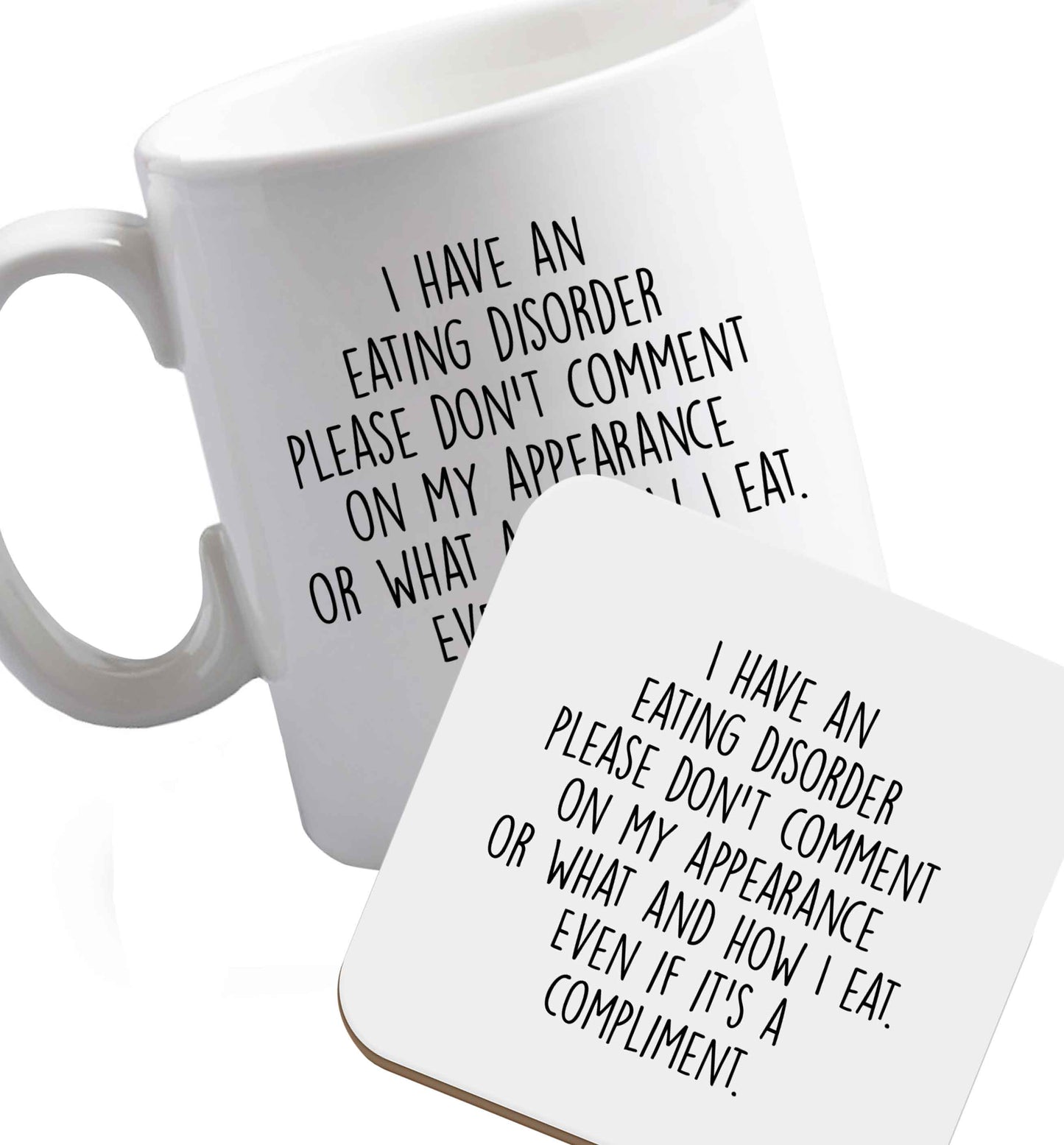 10 oz Favourite Type Pan Pancake ceramic mug and coaster set right handed
