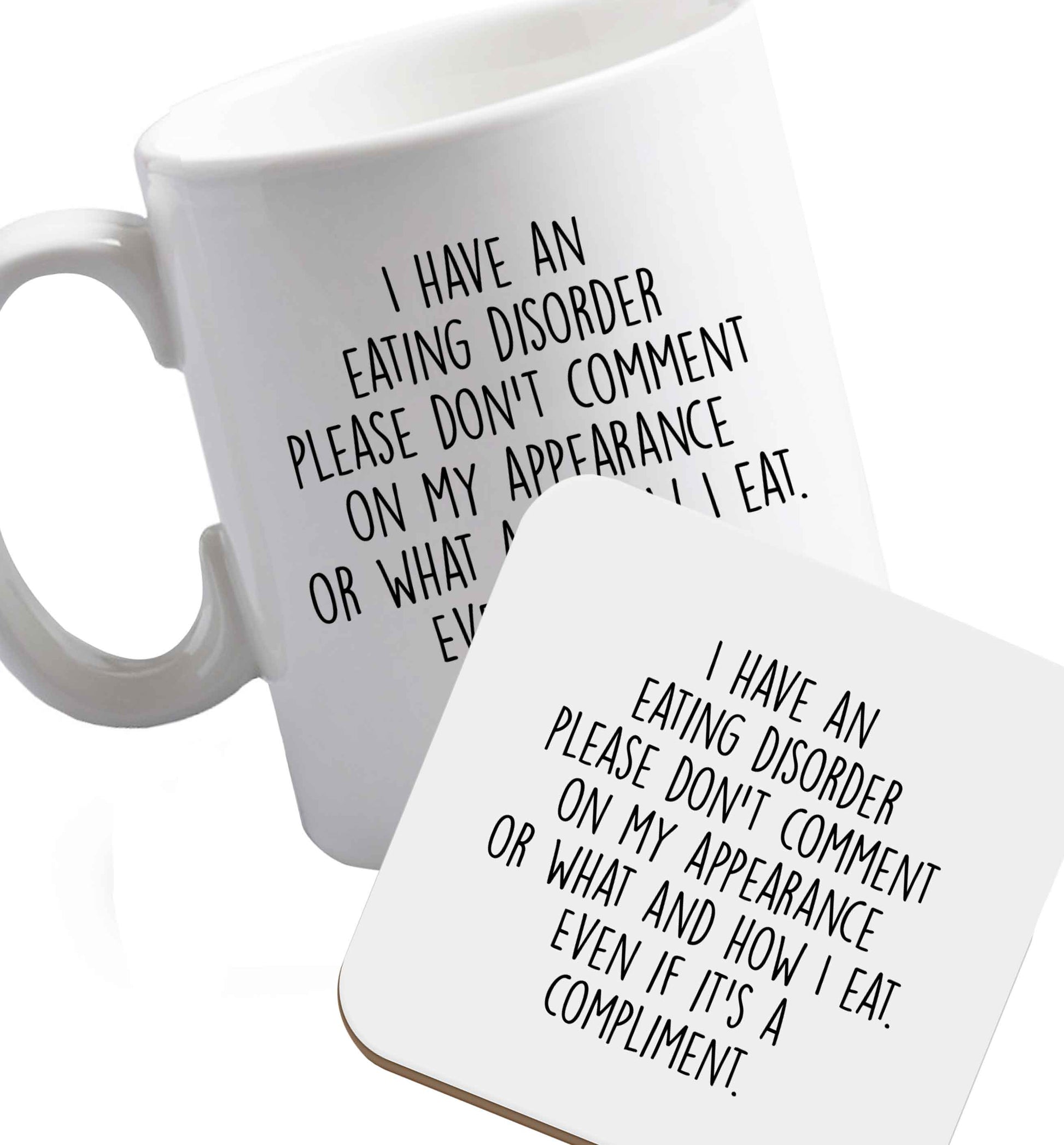 10 oz Favourite Type Pan Pancake ceramic mug and coaster set right handed