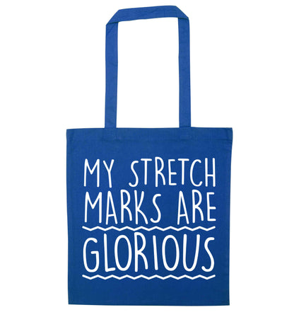 My stretch marks are glorious blue tote bag