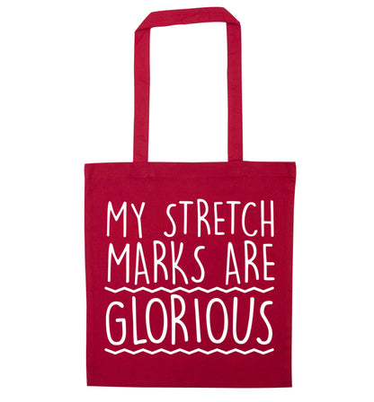 My stretch marks are glorious red tote bag