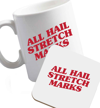 10 oz Favourite Type Pan Pancake ceramic mug and coaster set right handed
