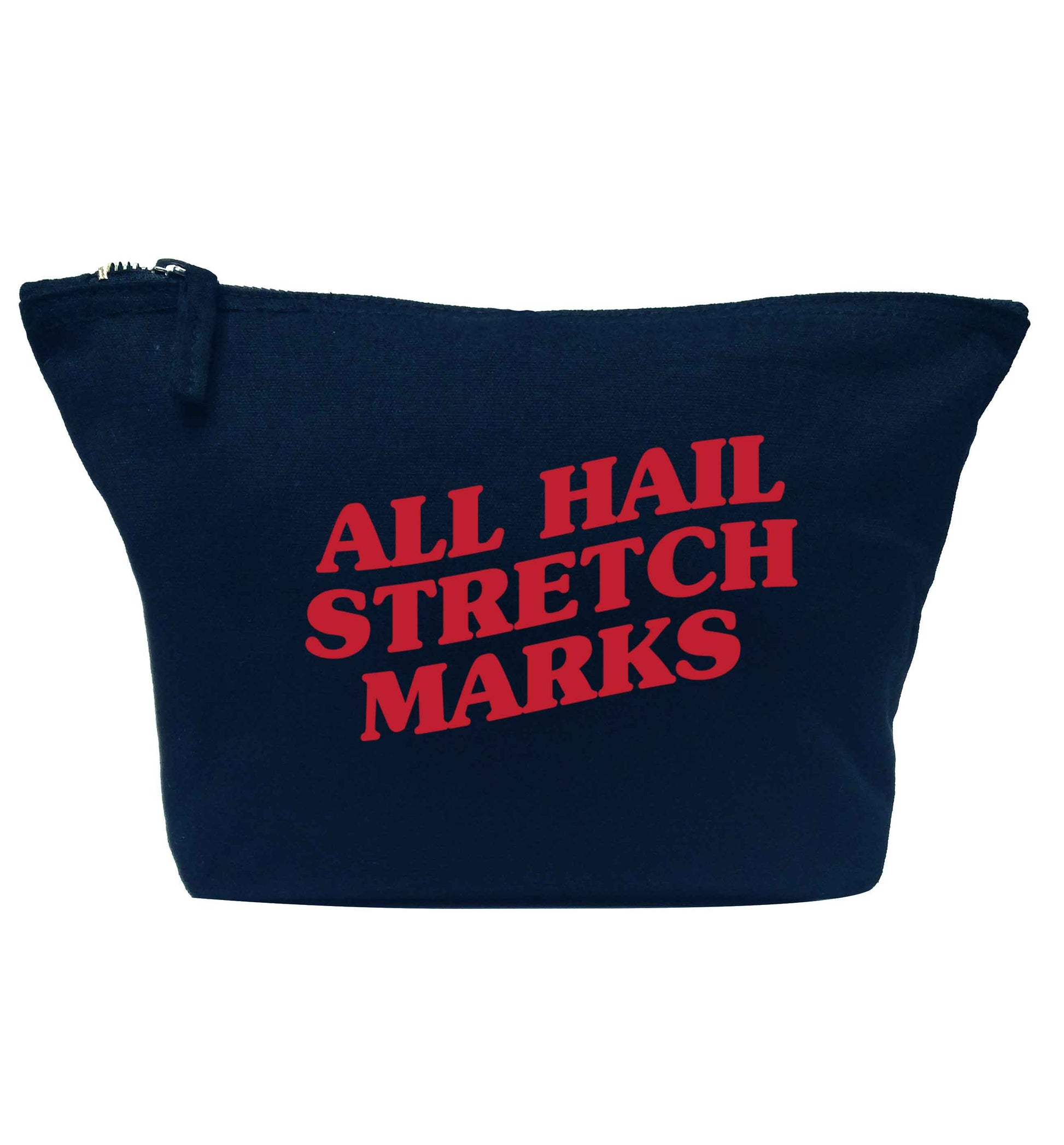All hail stretch marks navy makeup bag