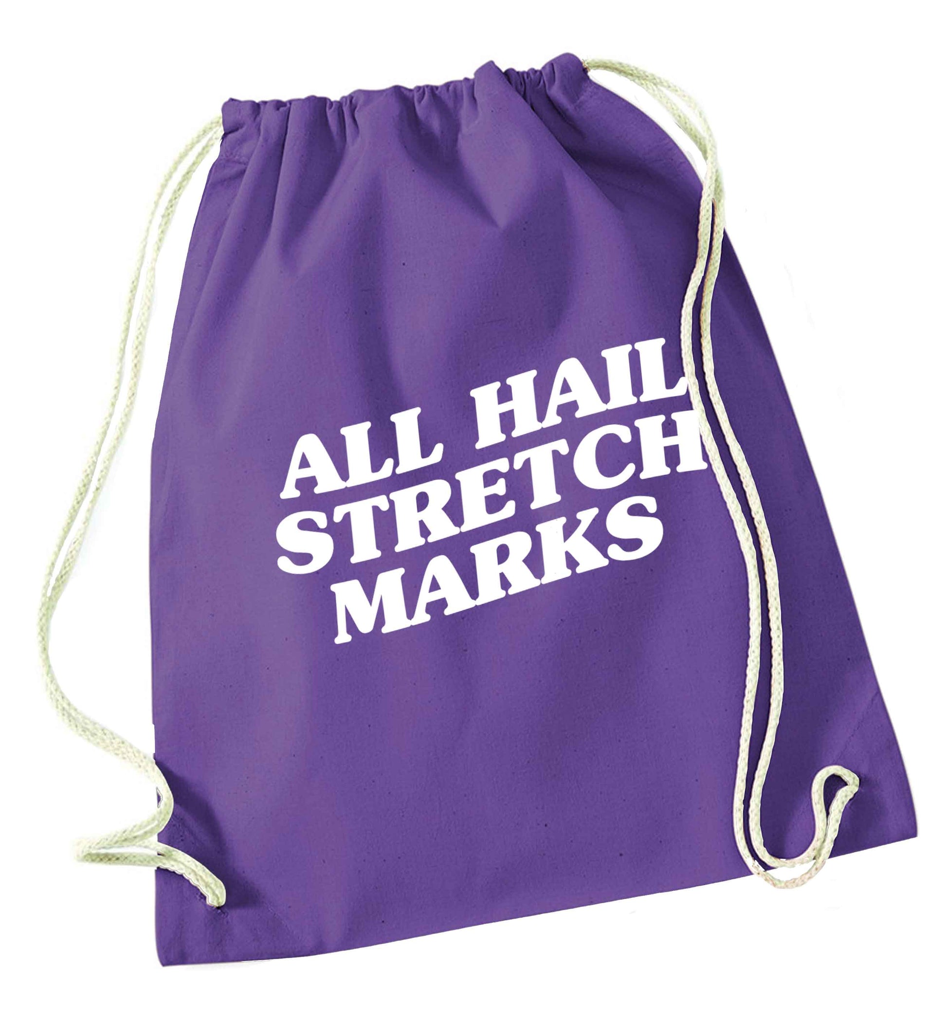 All hail stretch marks purple drawstring bag