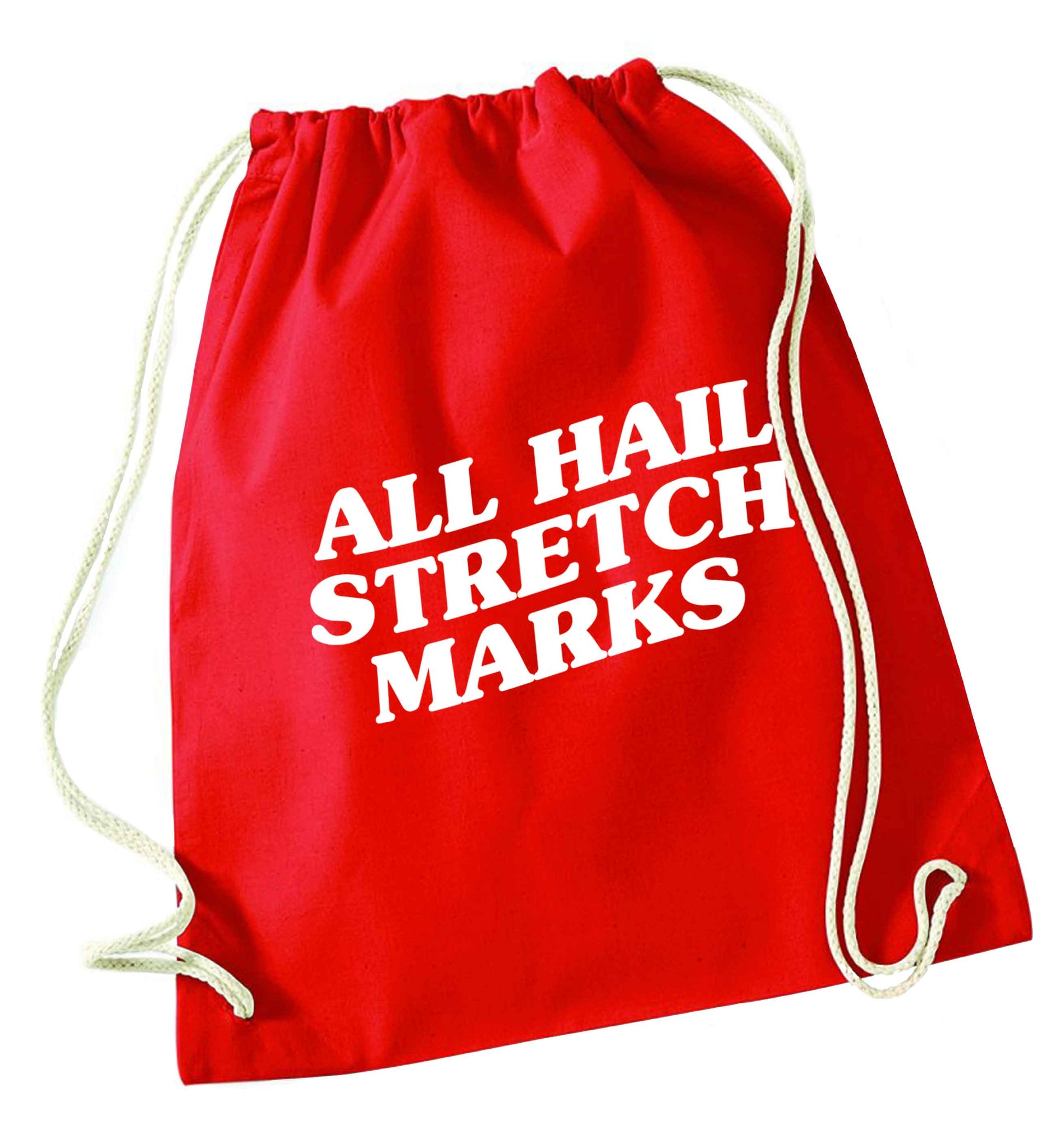 All hail stretch marks red drawstring bag 