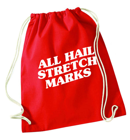 All hail stretch marks red drawstring bag 