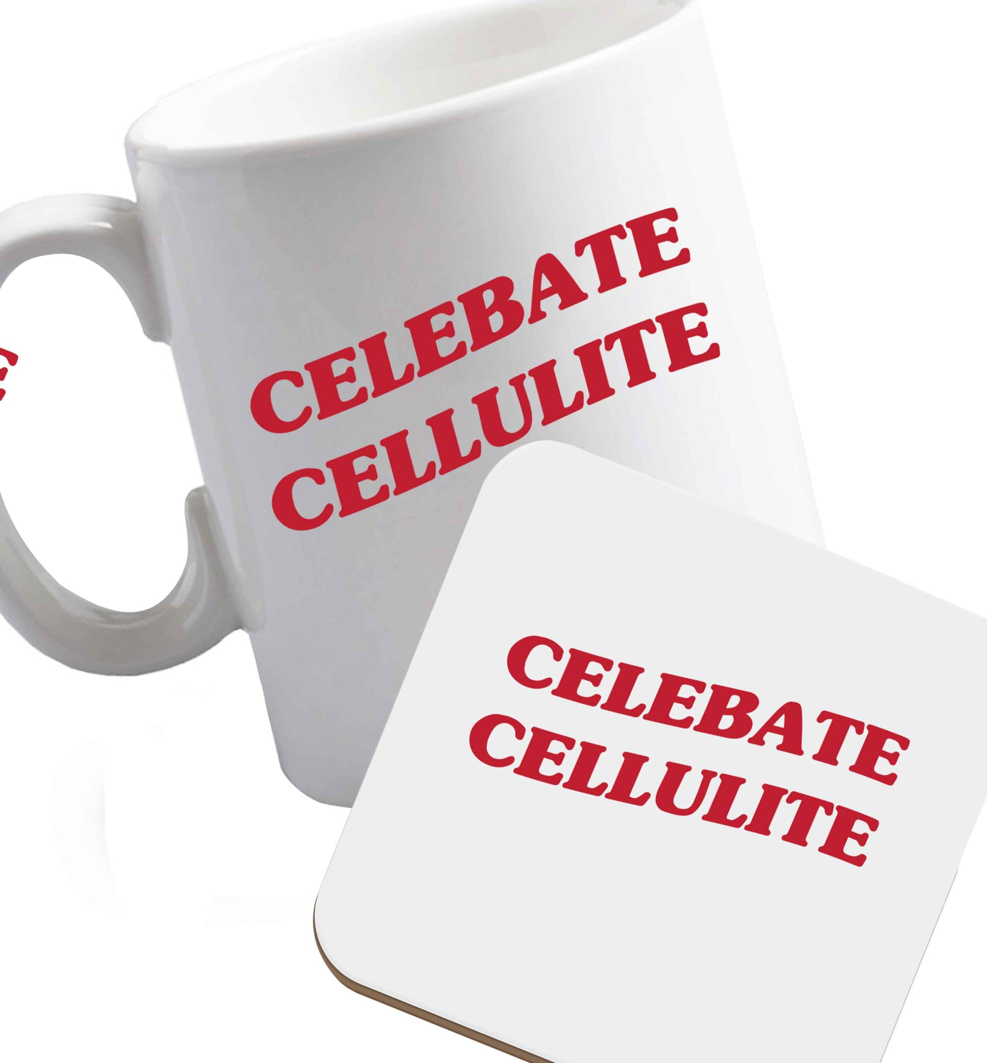 10 oz Favourite Type Pan Pancake ceramic mug and coaster set right handed