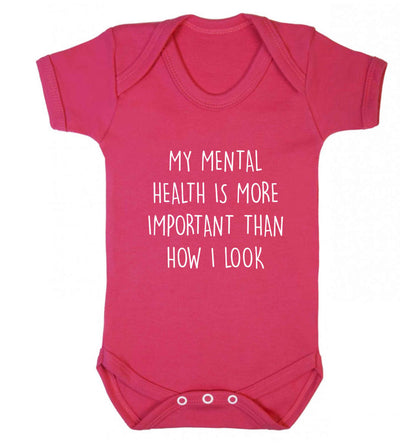 My mental health is more importnat than how I look baby vest dark pink 18-24 months